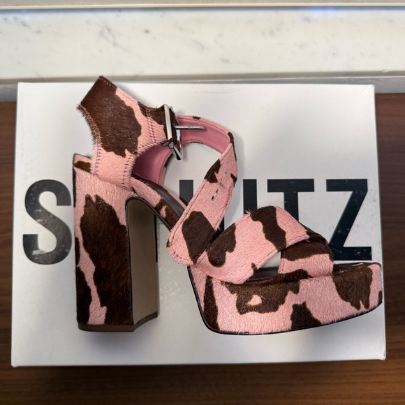 Schutz Pink and Brown Platform Heels - Picture 4 of 8